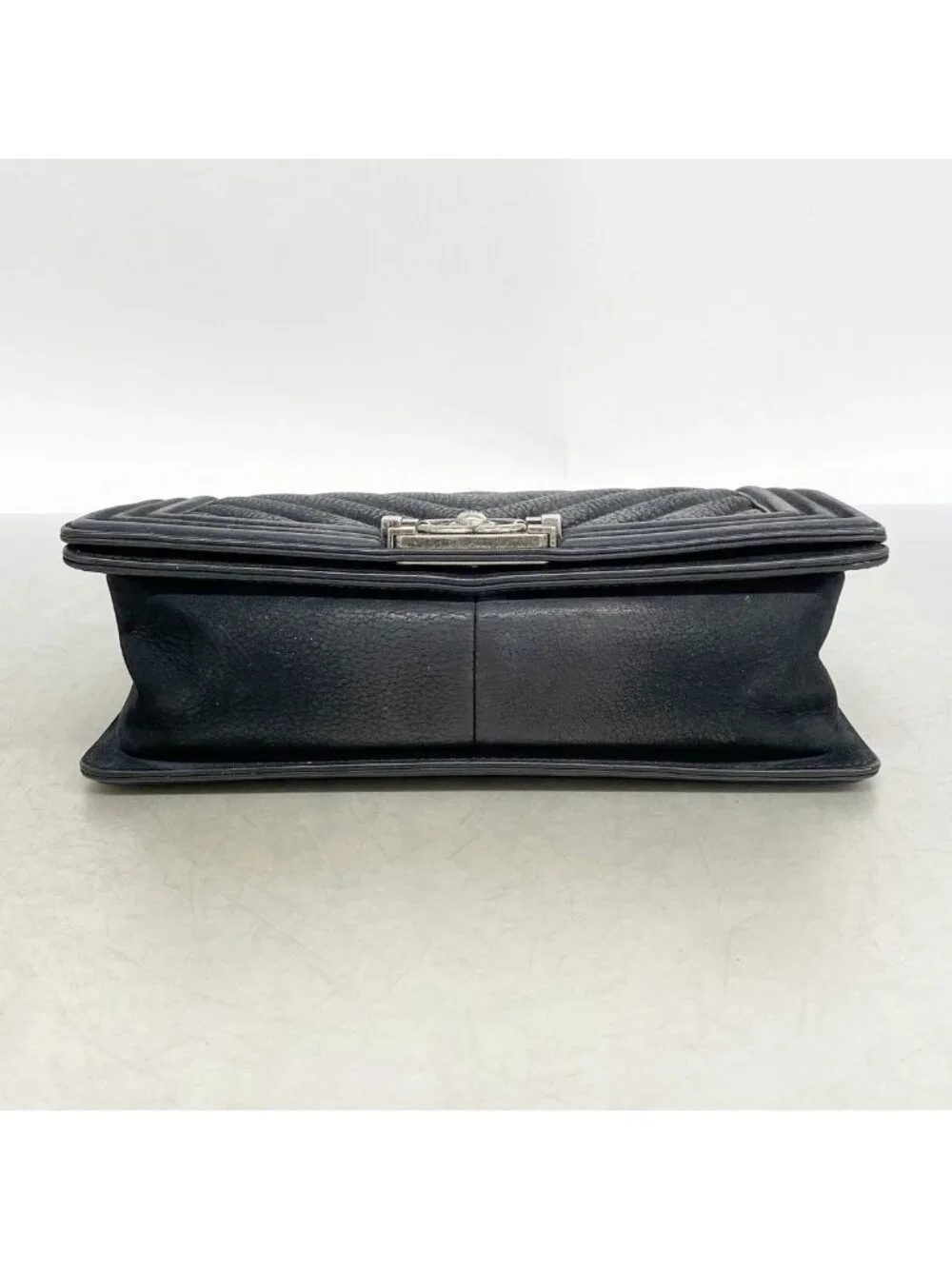 Chanel Shoulder Bag Boy Leather Black Silver
